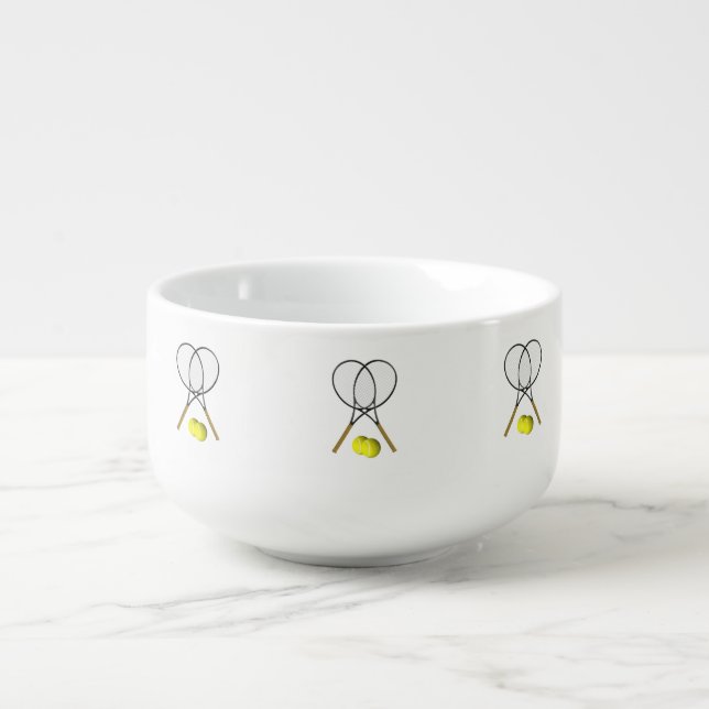 Doubles Tennis Sport Theme Soup Mug (Front)