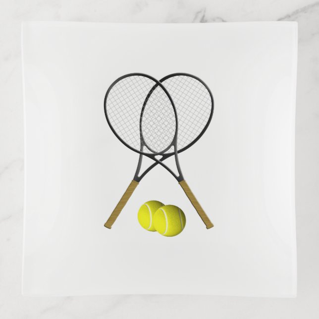 Doubles Tennis Sport Theme Trinket Tray (Front)