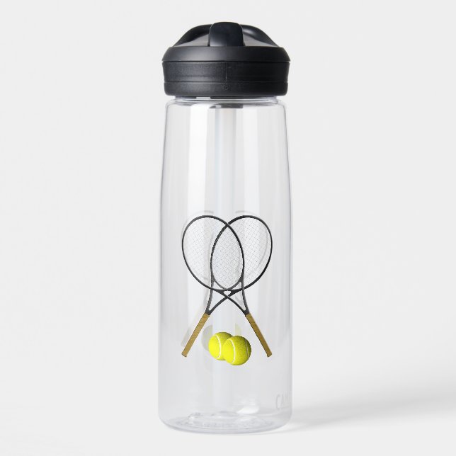Doubles Tennis Sport Theme Water Bottle (Front)
