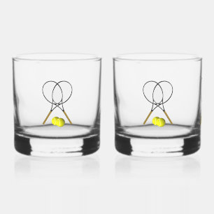 Doubles Tennis Sport Theme Whiskey Glass