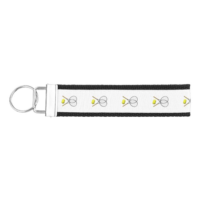 Doubles Tennis Sport Theme Wrist Keychain (Keys on Left)