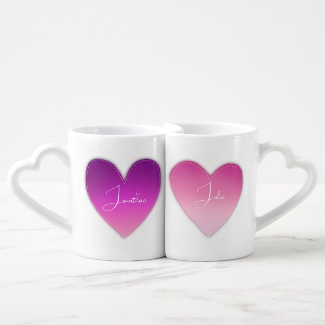 Doublesided lovers Patchhearts with name Coffee Mug Set (Front Nesting)