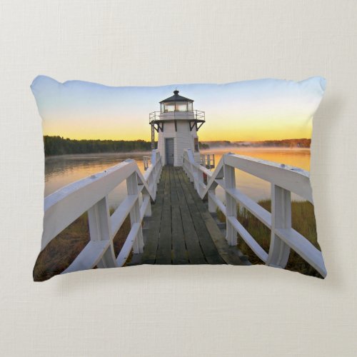 Doubling Point Lighthouse Arrowsic Island Maine Decorative Pillow