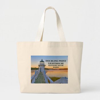 Doubling Point Lighthouse  Arrowsic Island  Maine Large Tote Bag by LighthouseGuy at Zazzle