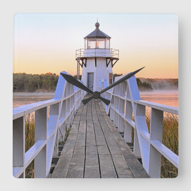 Doubling Point Lighthouse, Arrowsic Island, Maine Square Wall Clock (Front)