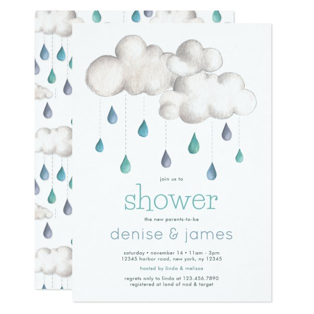 Doubly Cloudy With A Chance Of A Baby Shower Invitation