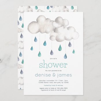 Doubly Cloudy With A Chance Of A Baby Shower Invitation by mistyqe at Zazzle