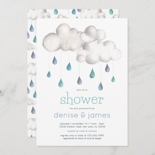 Doubly Cloudy with a chance of a Baby Shower Invitation