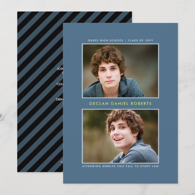 Doubly Striped Graduation Announcement (Front/Back)