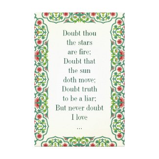 Doubt thou the stars are fire love quote ornament canvas print