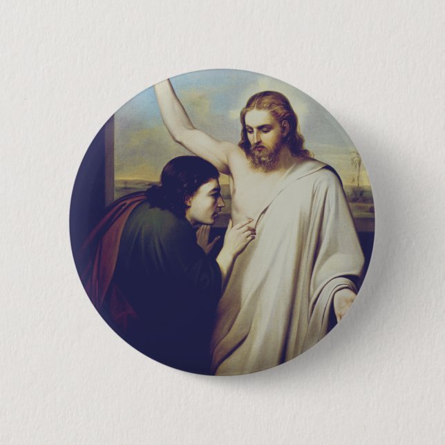 Doubting Saint Thomas by Silvestro Lega Button (Front)