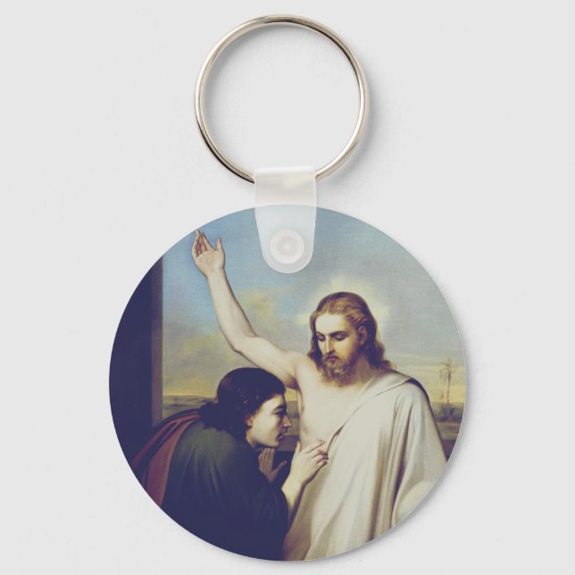 Doubting Saint Thomas by Silvestro Lega Keychain (Front)