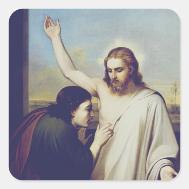 Doubting Saint Thomas by Silvestro Lega Square Sticker (Front)