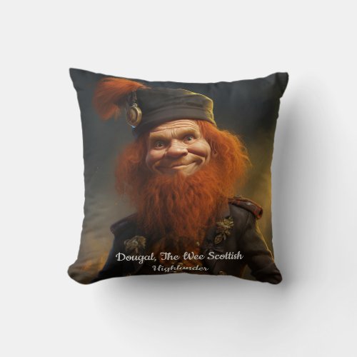 Dougal The Wee Scottish Highlander Throw Pillow