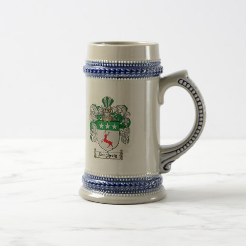 DOUGHERTY FAMILY CREST _  DOUGHERTY COAT OF ARMS BEER STEIN