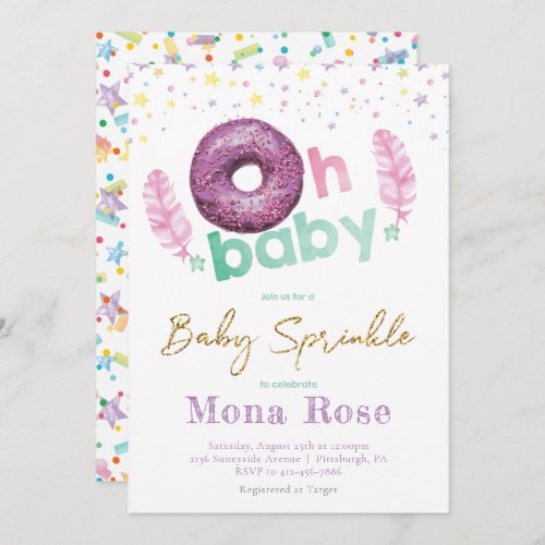 Doughnut Baby Sprinkle Colorful Invitation