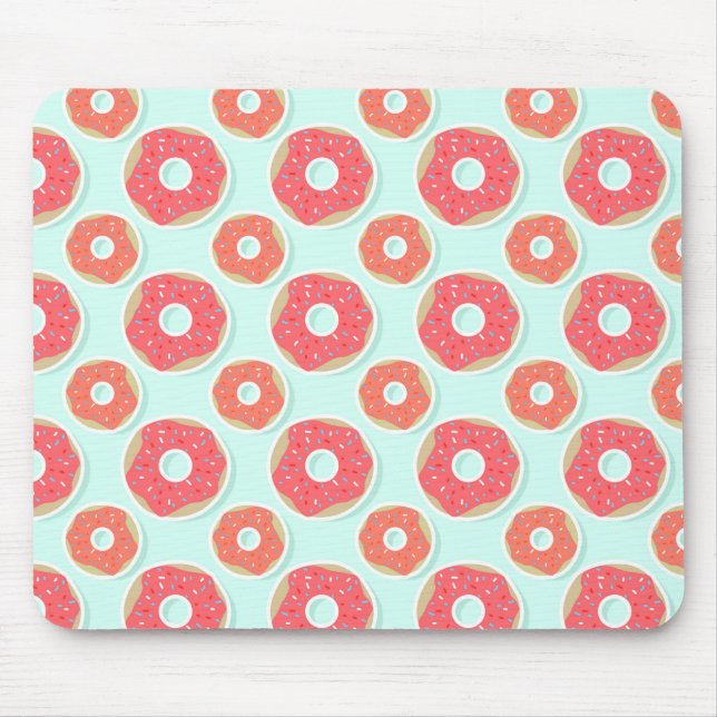 Doughnut Donut Pattern, Pink and Blue Mouse Pad (Front)