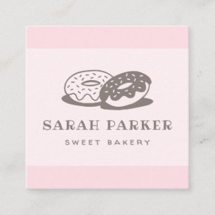 Doughnut donut whimsical baker bakery pink cute square business card