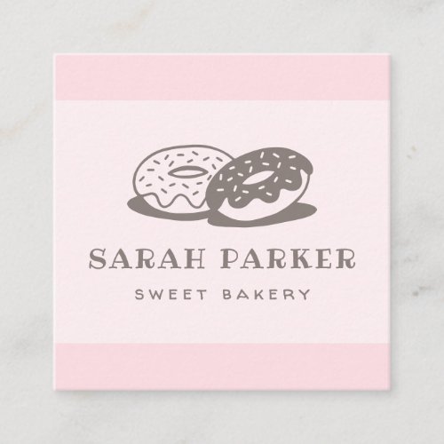 Doughnut donut whimsical baker bakery pink cute square business card