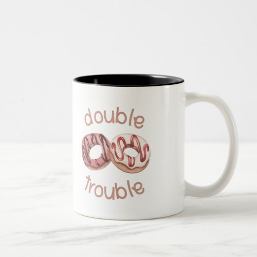Doughnut Double Trouble Chocolate Glazed Donut Two_Tone Coffee Mug
