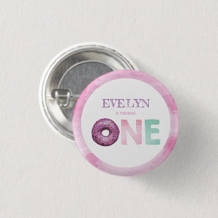 Doughnut First Birthday Button