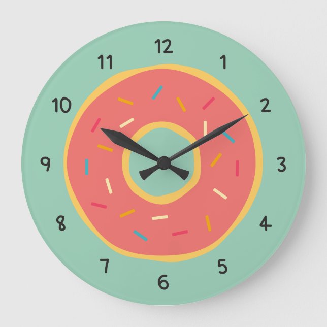Doughnut Food Themed Numbers Decorative Kitchen Large Clock (Front)