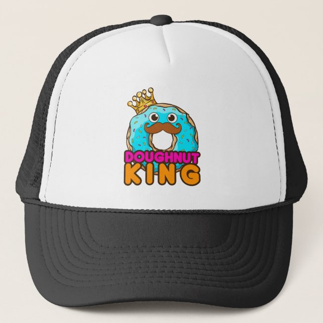 Doughnut King Donut Lover Men Boys Trucker Hat (Front)