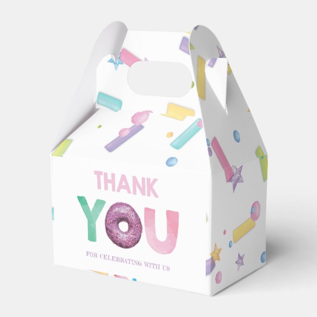 Doughnut Party personalized Thank you Favor Boxes (Front Side)