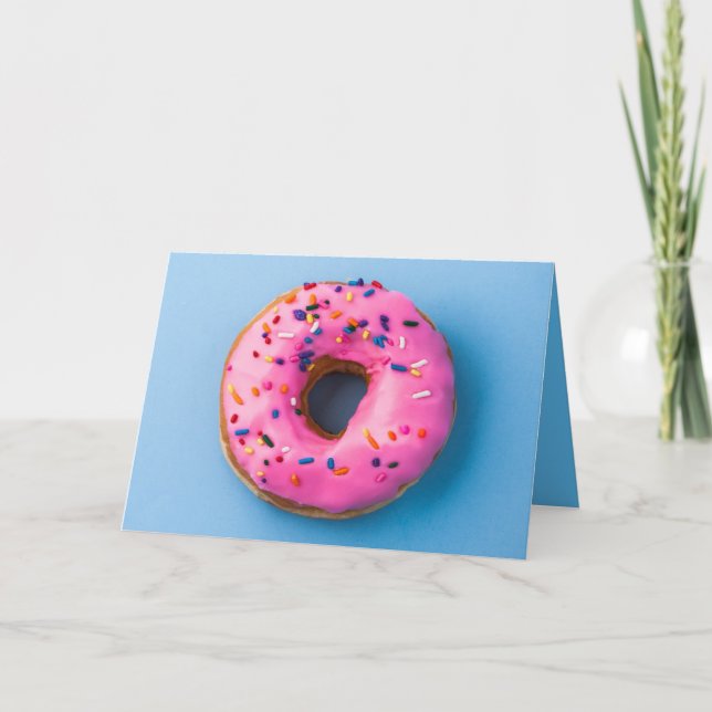 Doughnut photo blue and pink modern Birthday Card (Front)