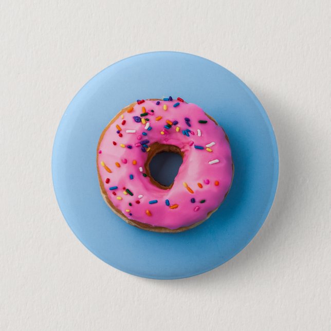 Doughnut photo blue and pink modern design Button (Front)