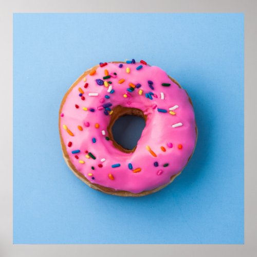 Doughnut photo blue and pink modern design Poster