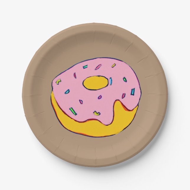 Doughnut pink icing sweets party paper plates (Front)