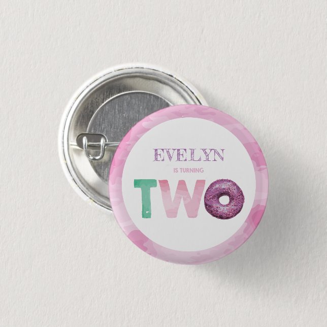Doughnut Second Birthday Button (Front & Back)