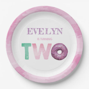 Doughnut Second Birthday Personalized Paper Plates