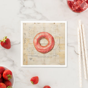 Doughnut Vintage Blueprint Napkins