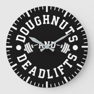 Doughnuts and Deadlifts - Carbs - Funny Workout Large Clock