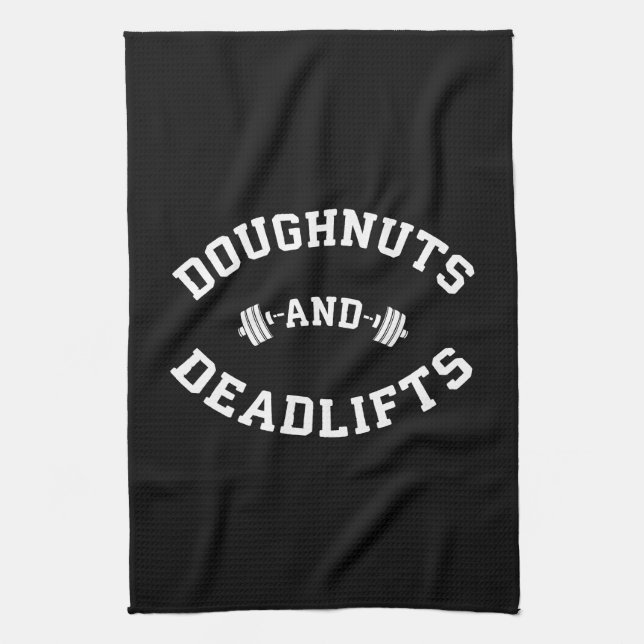 Doughnuts and Deadlifts - Funny Gym Workout Towel (Vertical)