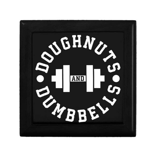 Doughnuts and Dumbbells - Carbs - Funny Workout Jewelry Box (Front)