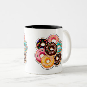 Doughnuts Sticker Art Two-Tone Mug, 11 oz  Coffee Mug