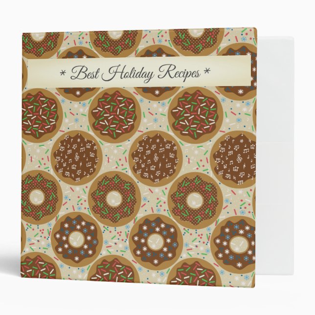 Doughnuts Theme Best Holiday Recipes 3 Ring Binder (Front/Inside)