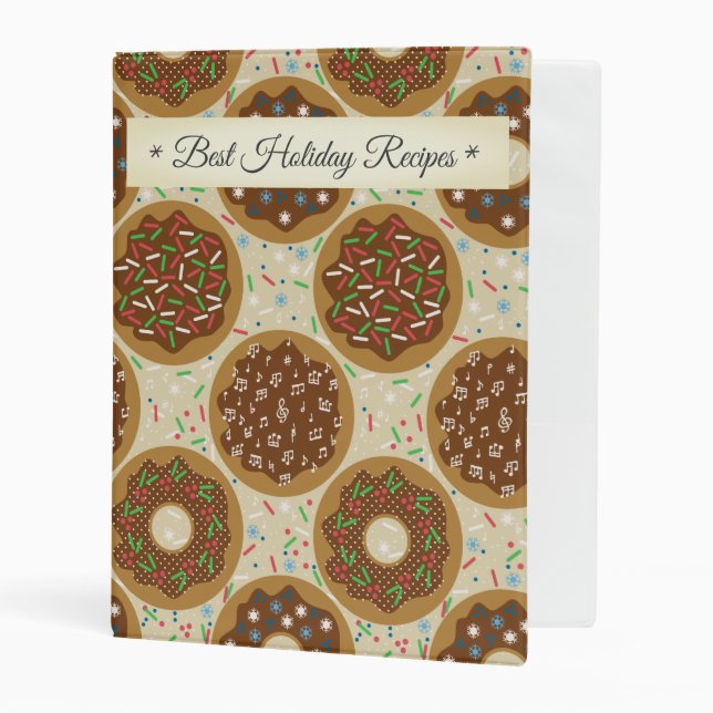 Doughnuts Theme Best Holiday Recipes Mini Binder (Front/Inside)