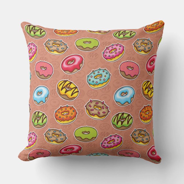 Doughnuts Throw Pillow (Front)