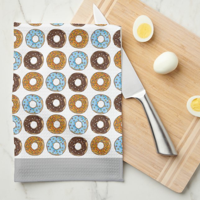 Doughnuts White Kitchen Towel (Quarter Fold)
