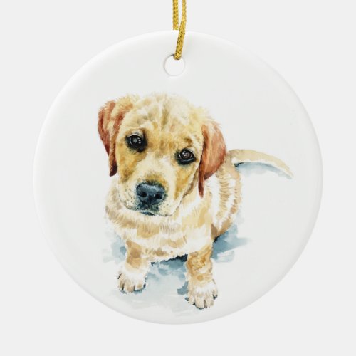 Dougie the golden Labrador Retriever puppy Ceramic Ornament
