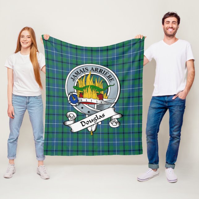 Douglas Ancient Clan Badge Tartan Plaid Fleece Blanket (In Situ)