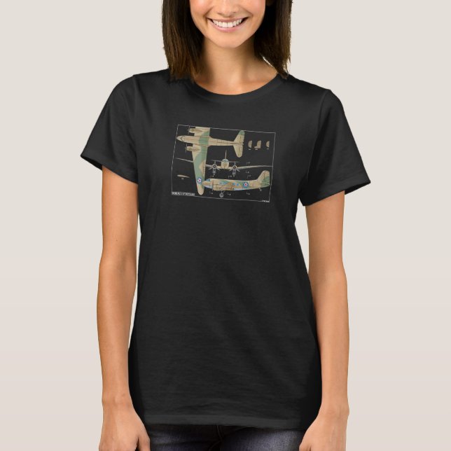 Douglas C 47 Skytrain WW2 Transport Plane Diagram  T-Shirt (Front)
