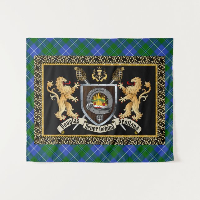 Douglas Clan Badge & Motto w/Lions Tapestry (Front (Horizontal))