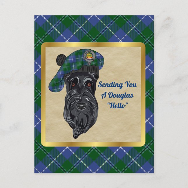 Douglas Clan Badge & Tartan Postcard (Front)