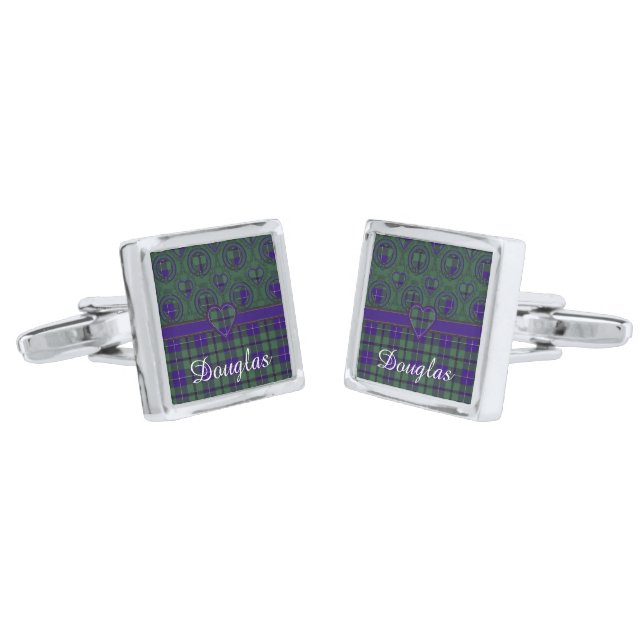 Douglas clan Plaid Scottish tartan Cufflinks (Angled)