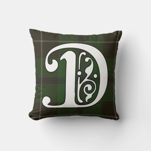 Douglas Clan Tartan Monogram Throw Pillow